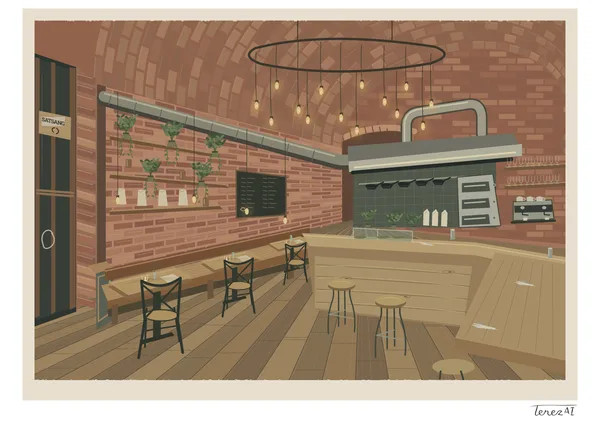 Digital illustration of the empty interior of the former Satsang.
